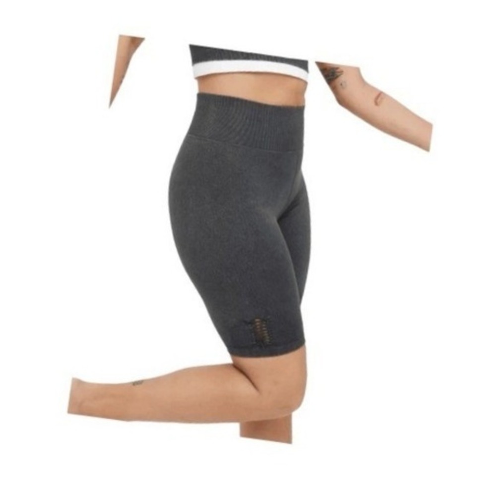 Aerie Offline Seamless Macrame Bike Shorts Grey Shadow Knit 6.5" Stretch XS